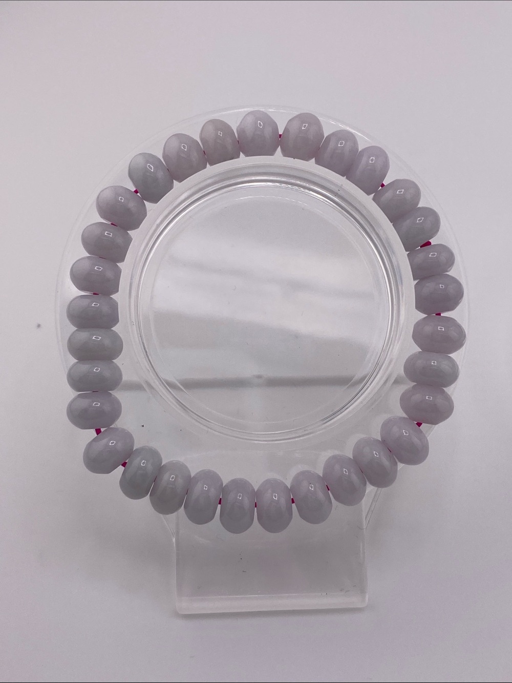 Genuine Lavender Jadeite Abacus Beaded Bracelet - Natural Translucent Purple